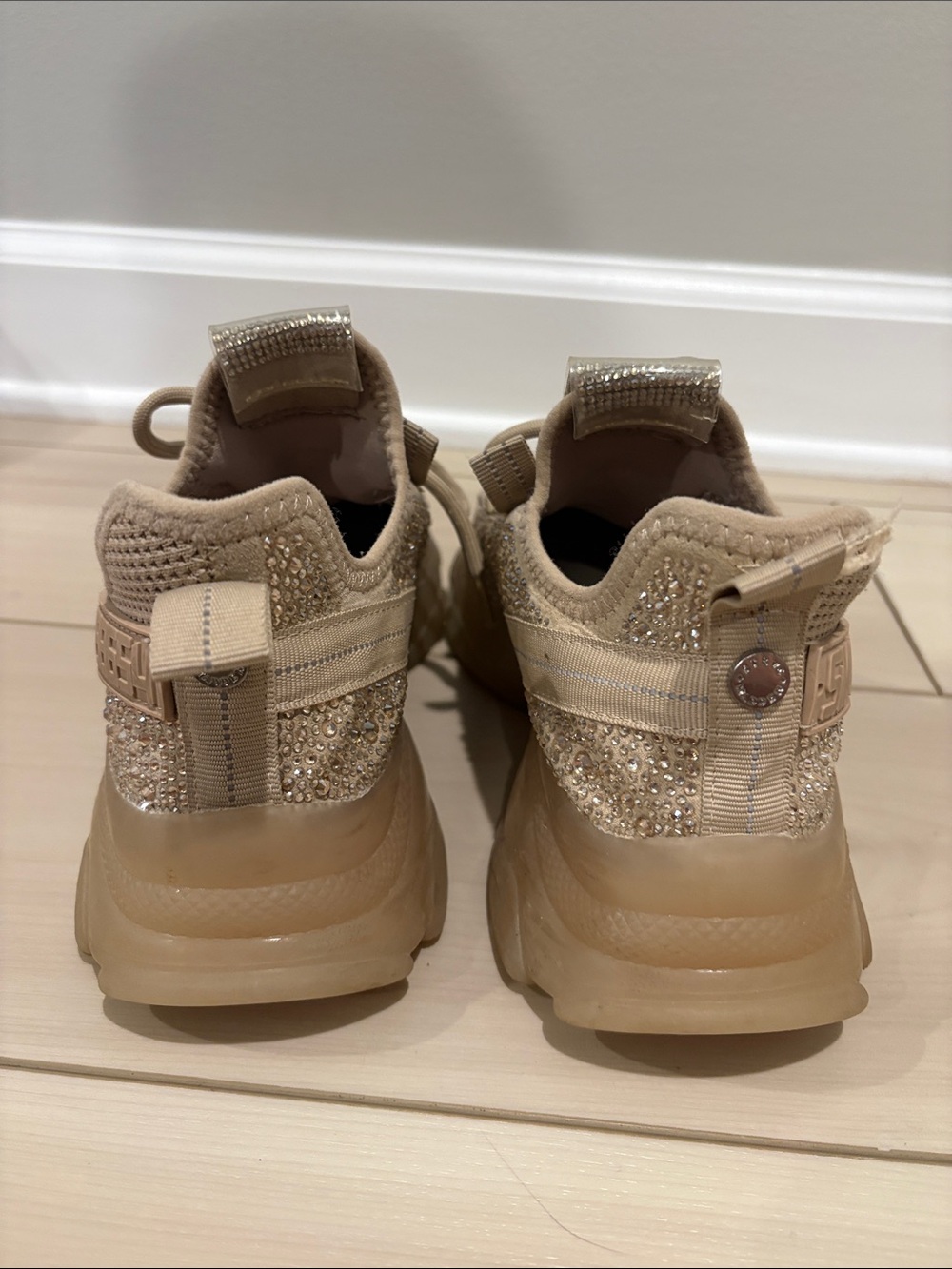 Skechers Beige Crystal Knit Platform Sneakers - Picture 3 of 6